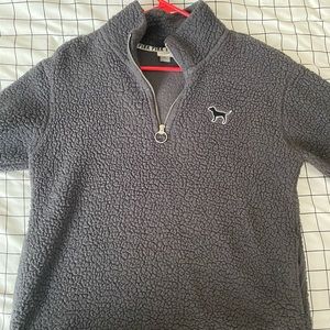 vs pink sherpa quarter zip